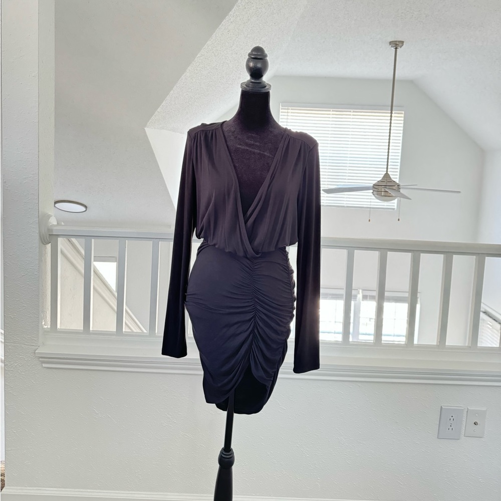 Olivia Culpo by Express long sleeve ruched mini dress